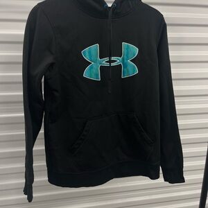 Police Black Hoodie with Teal Accent